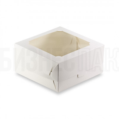 Коробка для бенто-торта с окном 160*160*80 мм белая 070620